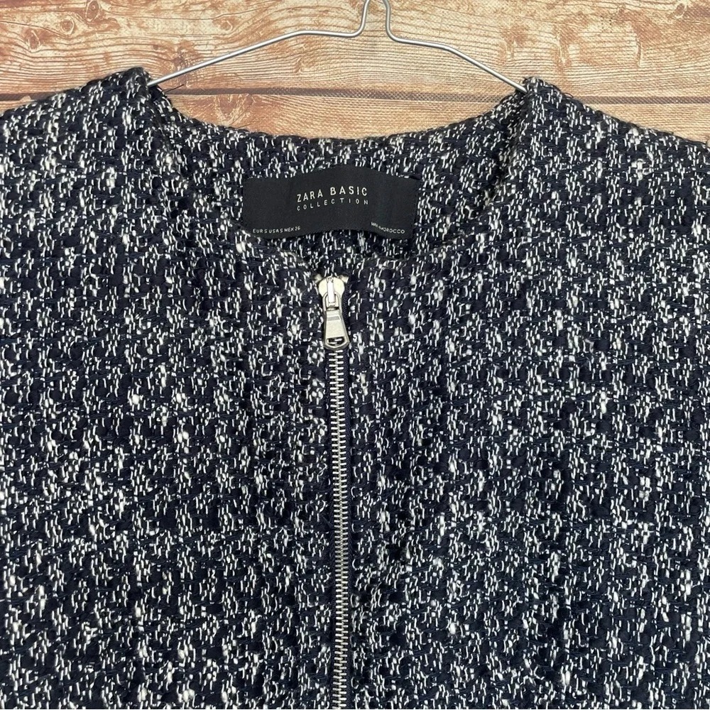 Zara Textured Weave Frock Coat With Zipper Size S - Picture 2 of 16